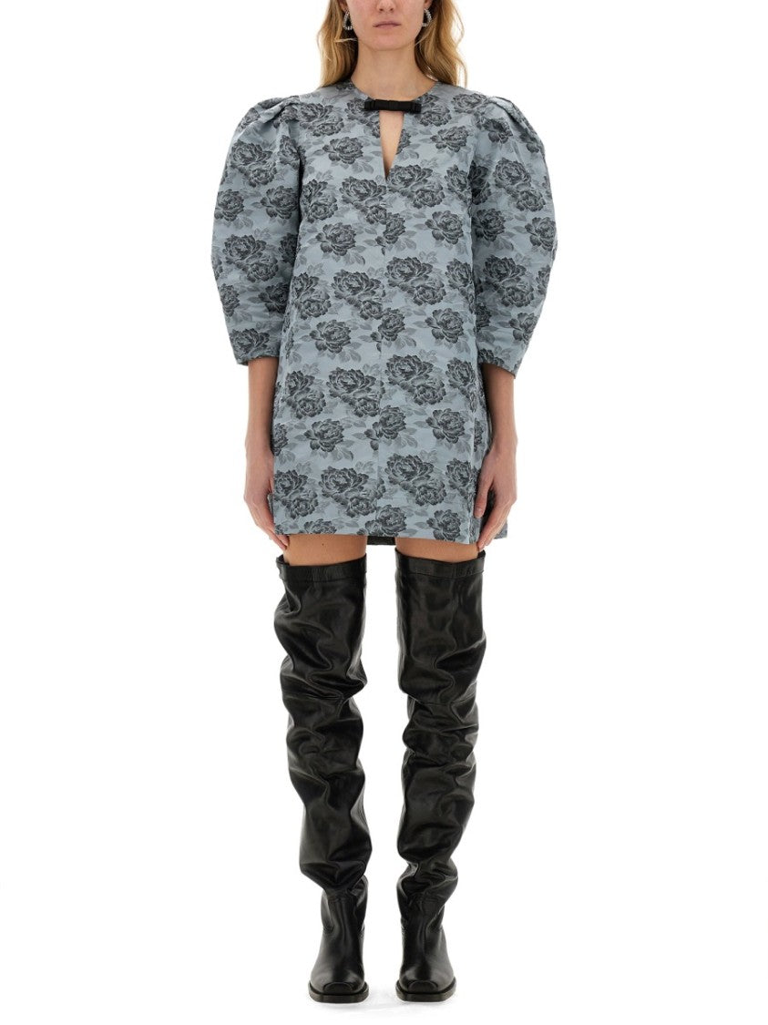 Ganni Floral Jacquard Mini Dress
