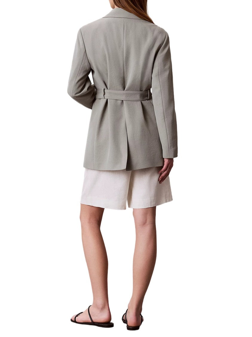 Calvin Klein Casual Twill Belted Grey Blazer
