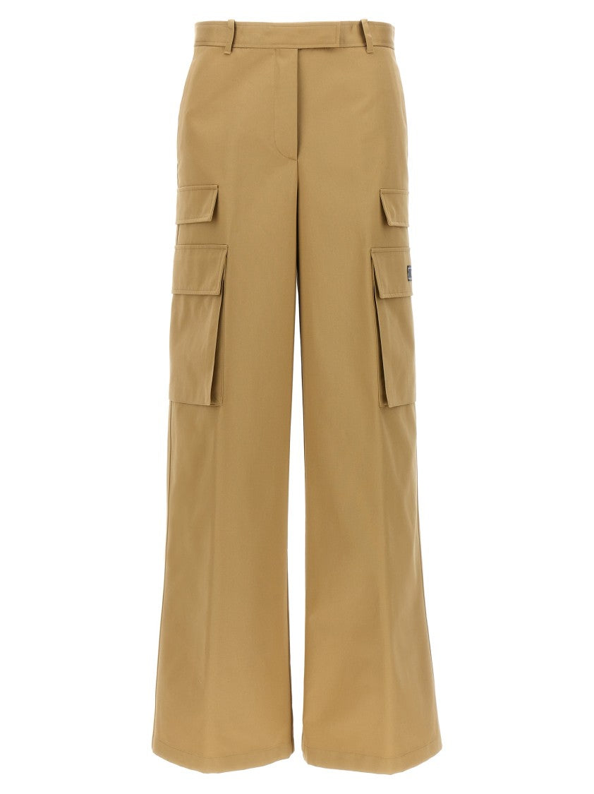 Versace Wide-Leg Cotton Gabardine Cargo Pants With Secure Closure