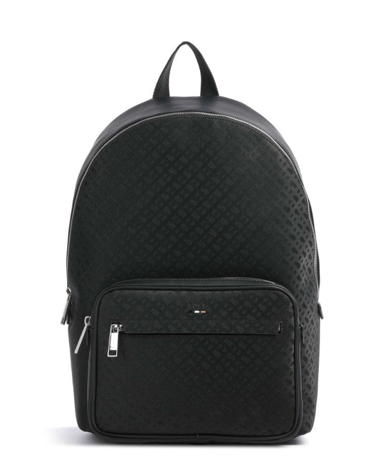 Boss Monogram Motif Backpack With Zip Closure