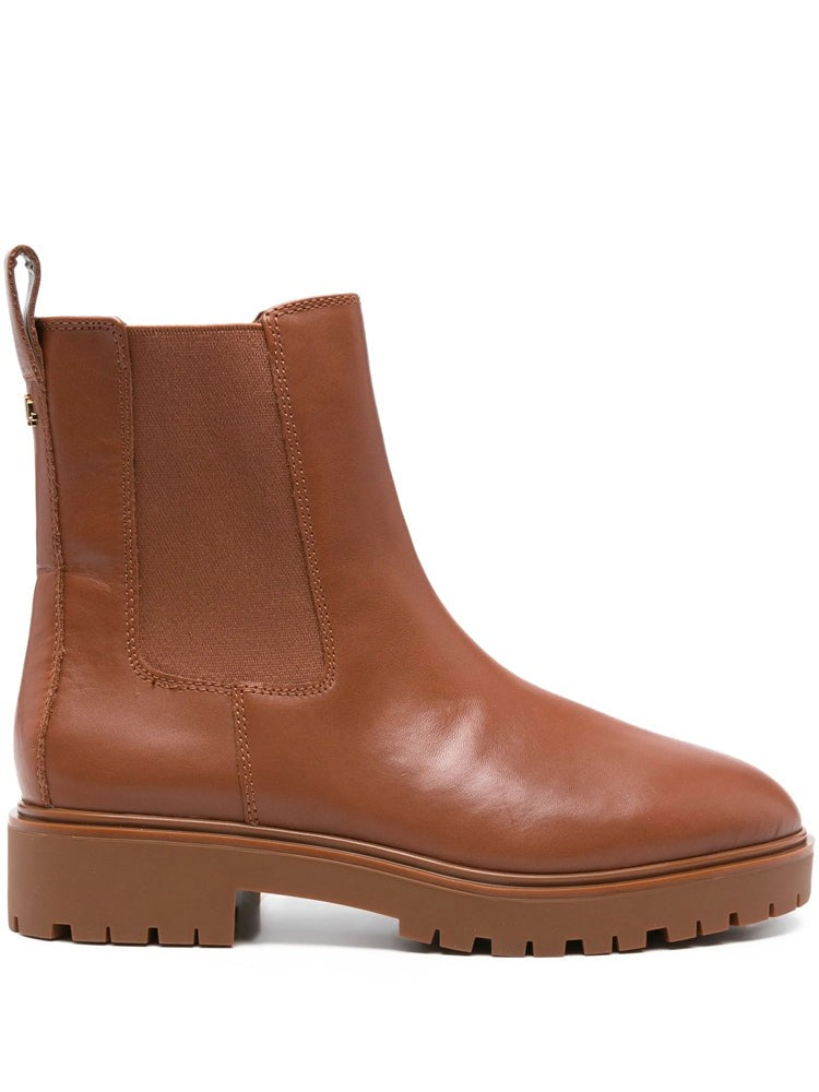 Lauren Ralph Lauren Brown Smooth Leather Chunky Sole Ankle Boots