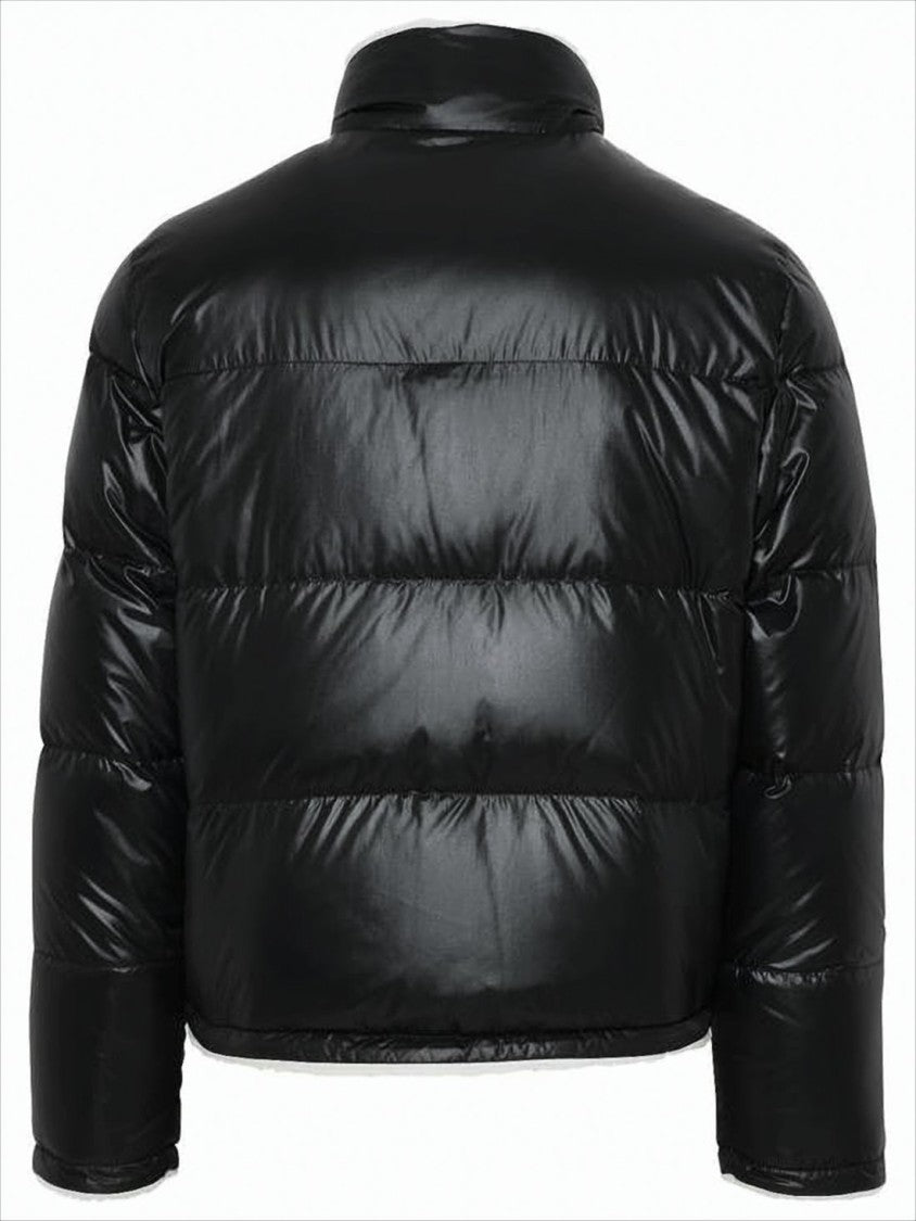 Saint Laurent Boxy Cropped Black Puffer Jacket With High Collar