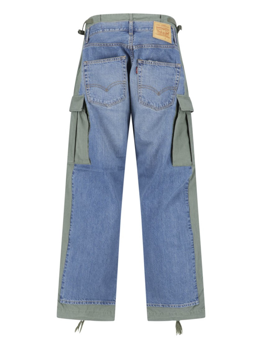Junya Watanabe Blue Patchwork Cargo Drawstring Denim Jeans