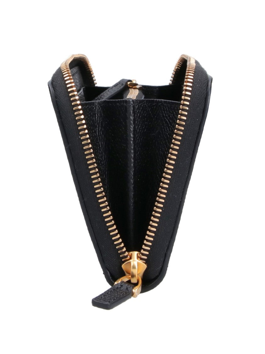 Valentino Garavani Black Vlogo Signature Zip Leather Wallet