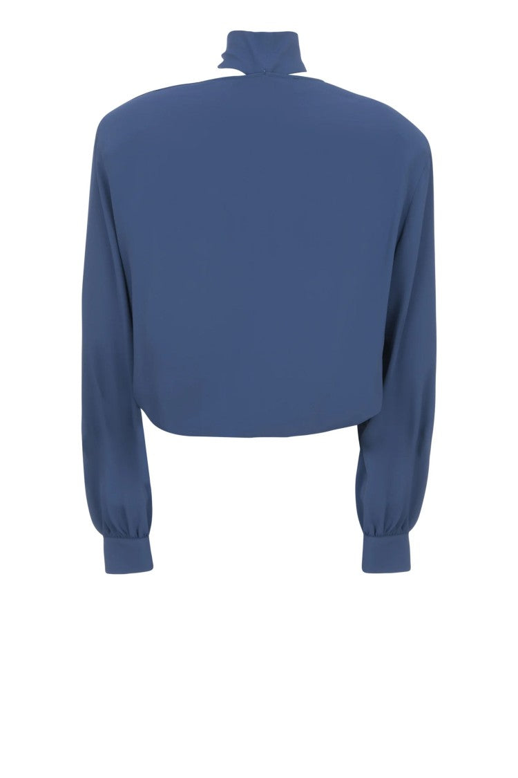 Federica Tosi Avio Crossed Scarf-Neck Acetate-Blend Blouse