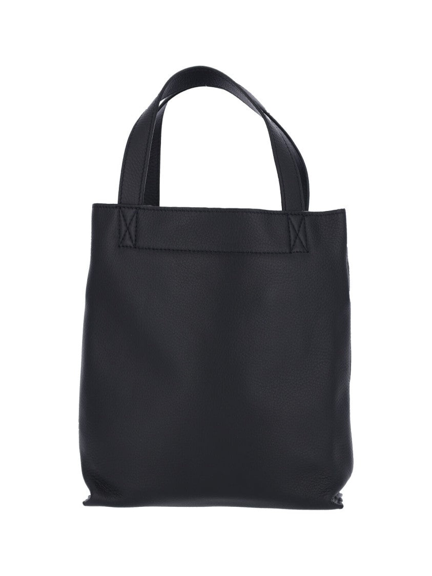 A.P.C. Structured Black Leather Shopper With Removable Strap