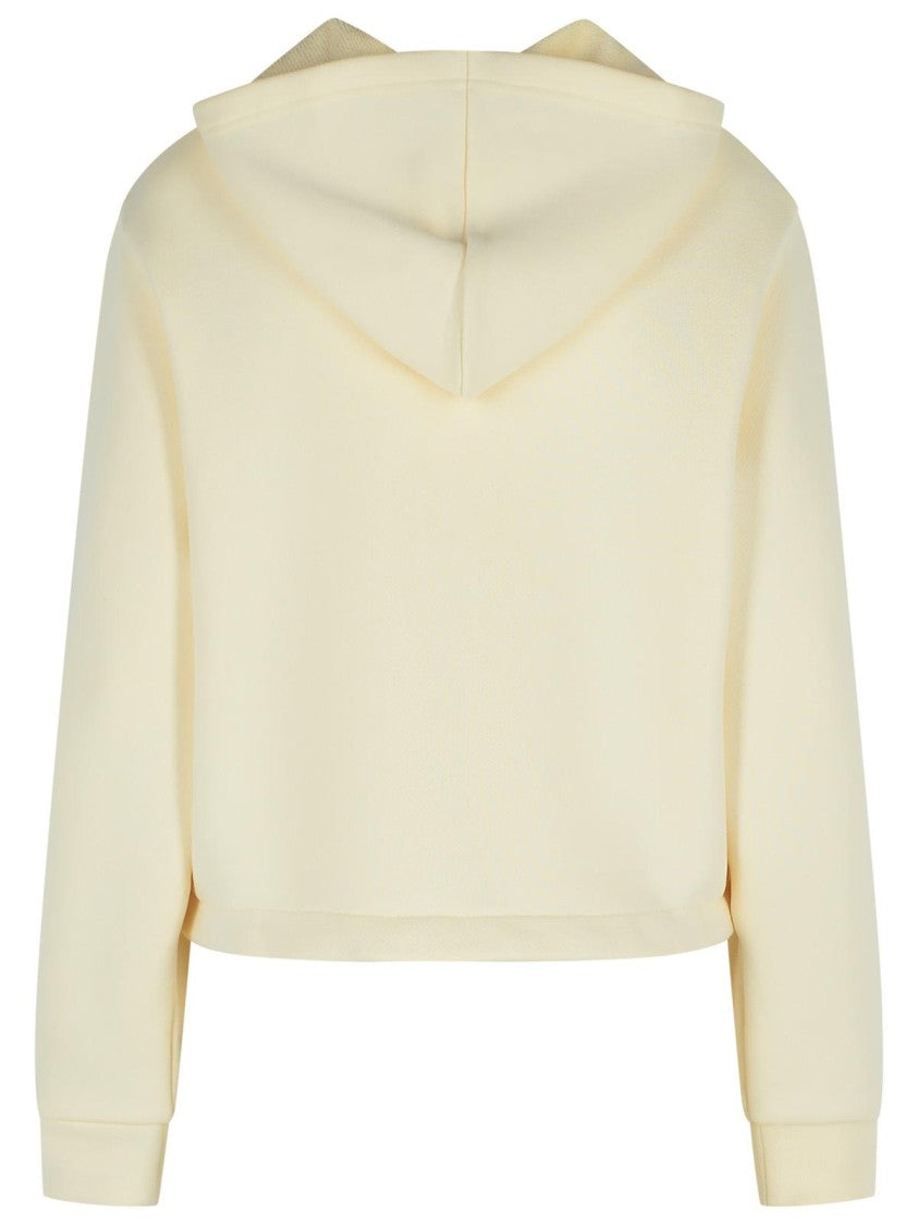 Moncler Zip Up' Cream Cotton Blend Sweatshirt