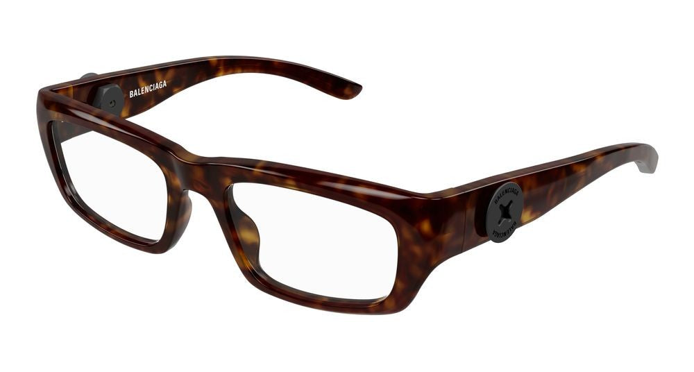 Balenciaga Havana Tortoiseshell Pattern Oversized Square Eyeglasses