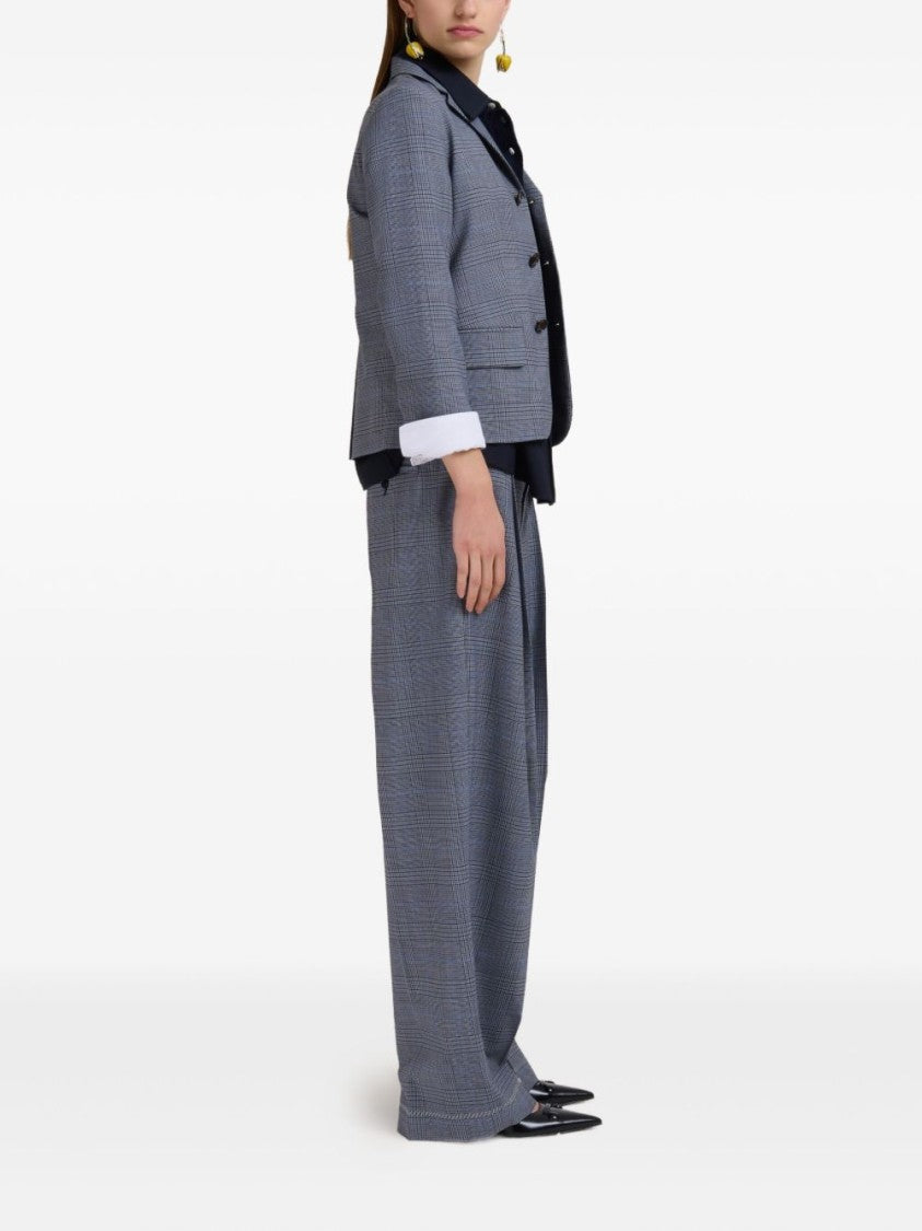 Marni Checked Wide-Leg Trousers With Front Pleats And Concealed Zip