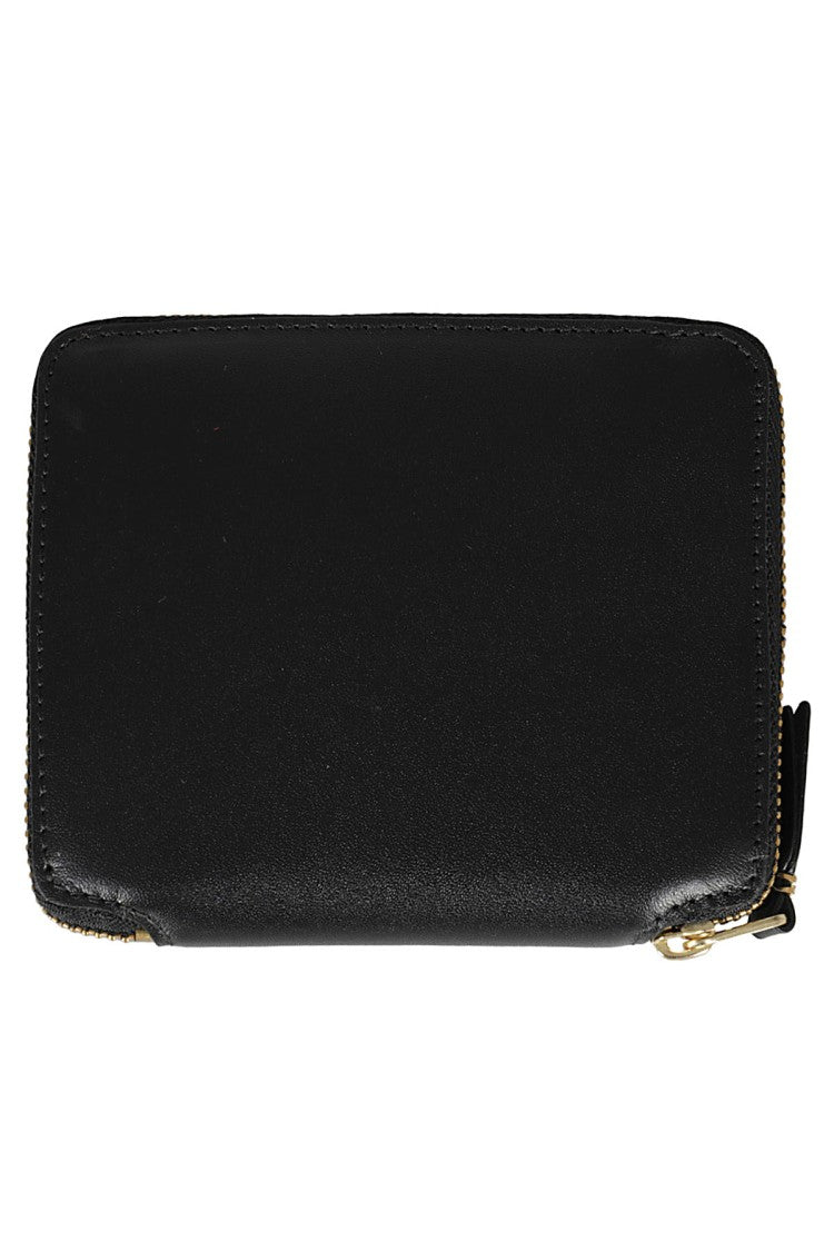 Comme Des Garçons Square Black Cowhide Wallet With Zipper Closure