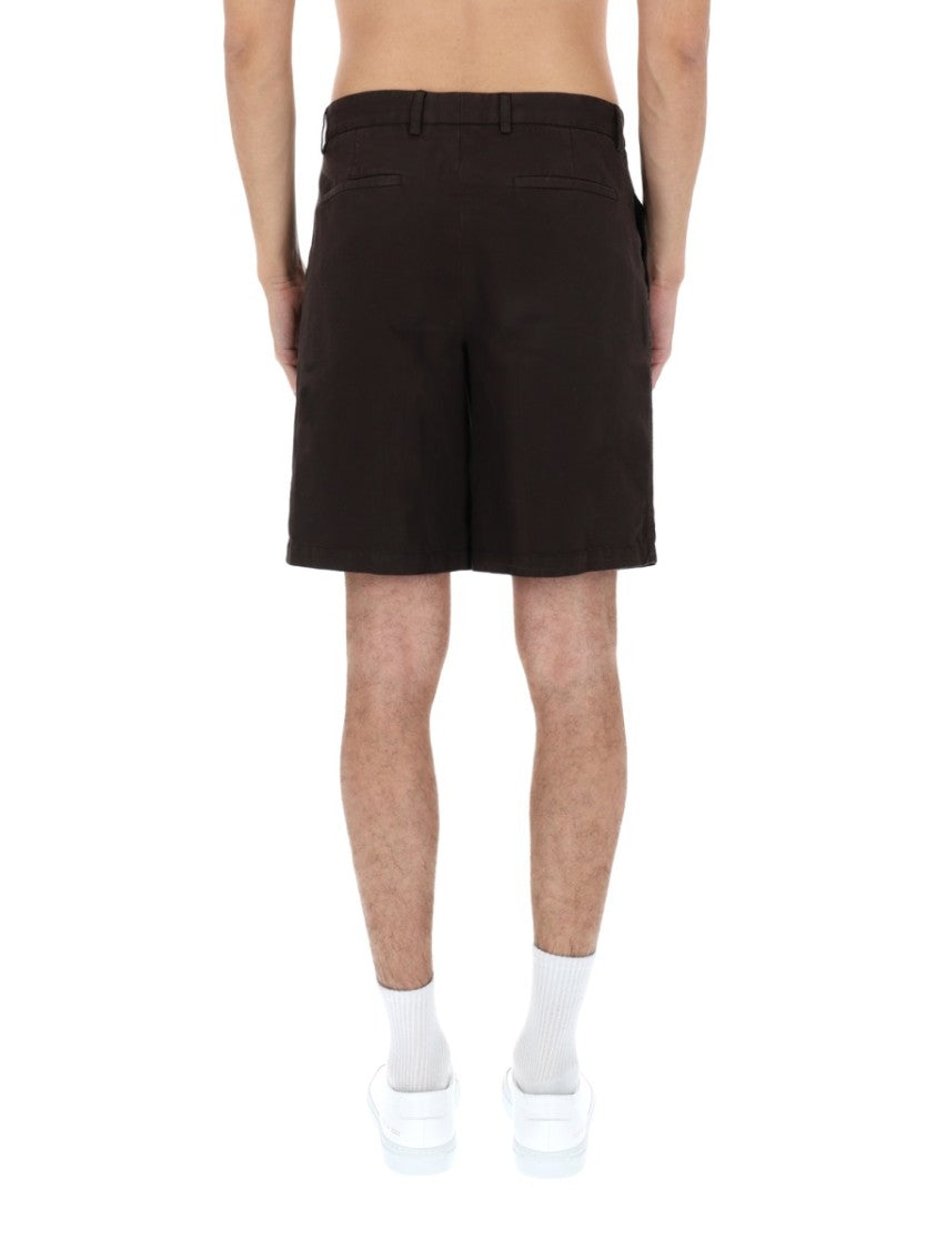 Zegna Tailored Cotton-Linen Flat Front Shorts
