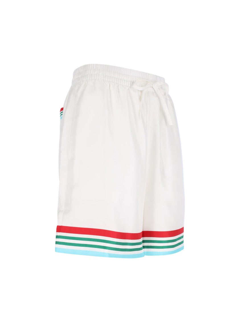 Casablanca Silk Shorts With Multi-Color Logo Print