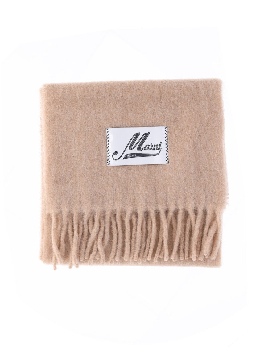 Marni Beige Alpaca Blend Fringed Scarf