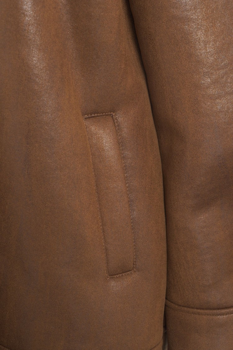 Bully Oversized Synthetic Fur Coat With Buckle Details