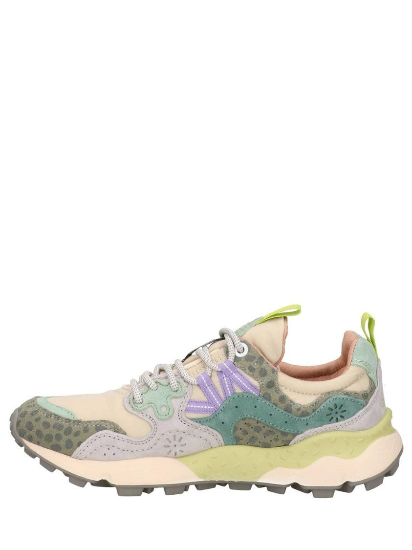 Flower Mountain Pastel-Tone Sneakers With Animal Print Accents