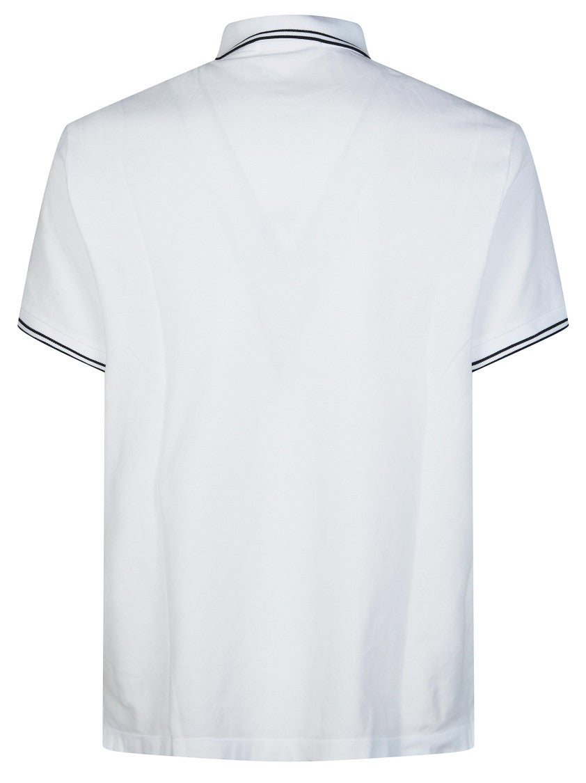 Stone Island White Black Double Stripes Polo Shirt