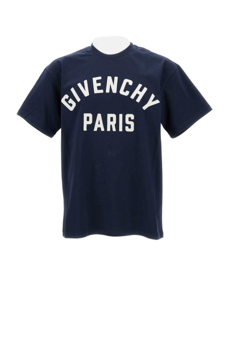 Givenchy Crew Neck Cotton T-Shirt With Bold Front Embroidery