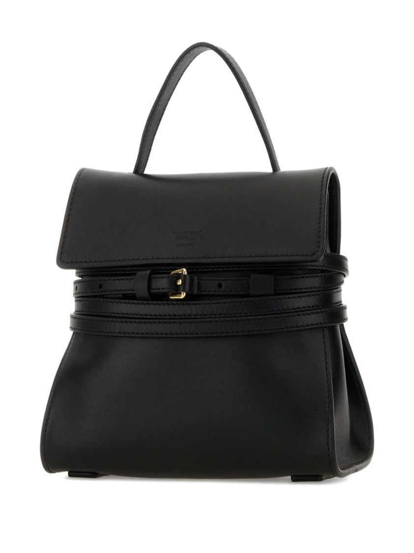 Moschino Structured Black Leather Handbag