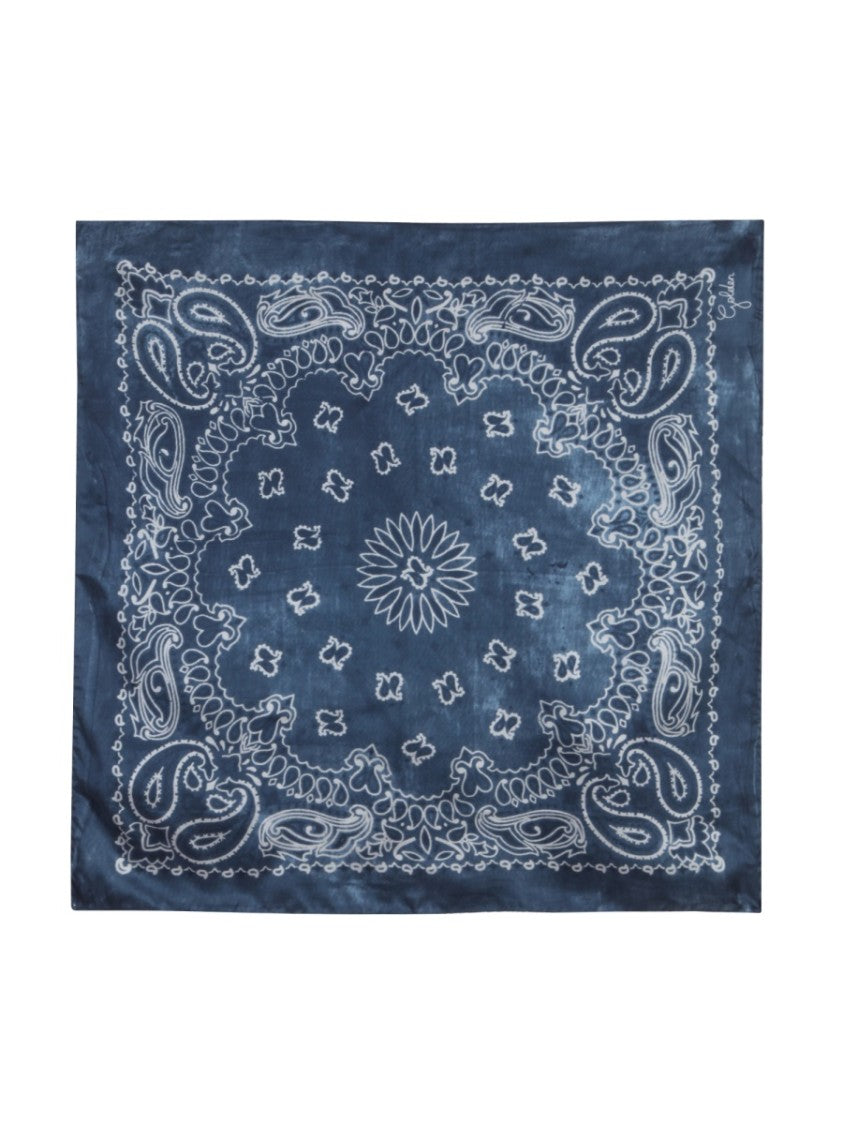 Golden Goose Deep Blue Paisley Print Silk Scarf