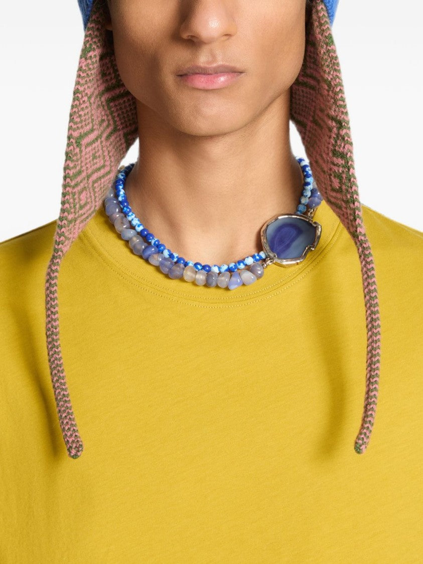 Dries Van Noten Multi-Strand Necklace With Irregular Blue Stone And Bead Accents