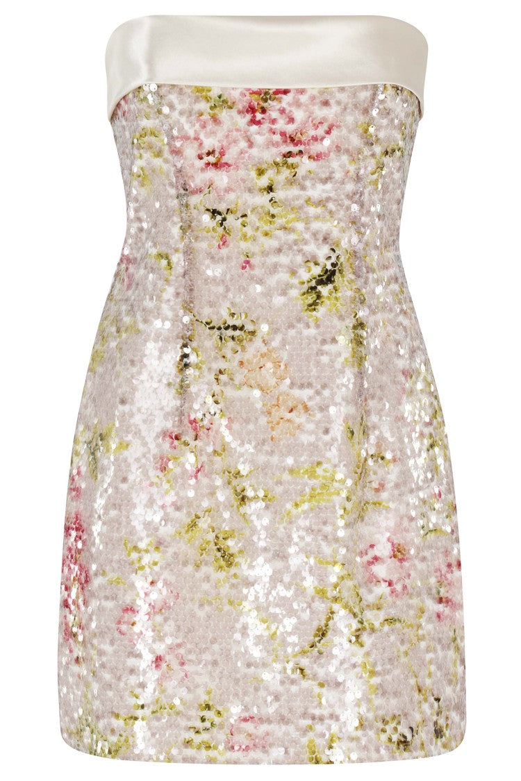 Alberta Ferretti Multicolor Floral Print Sequin Mini Dress