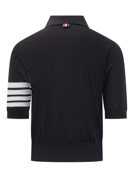 Thom Browne Fine Merino Wool Four-Stripe Polo Shirt