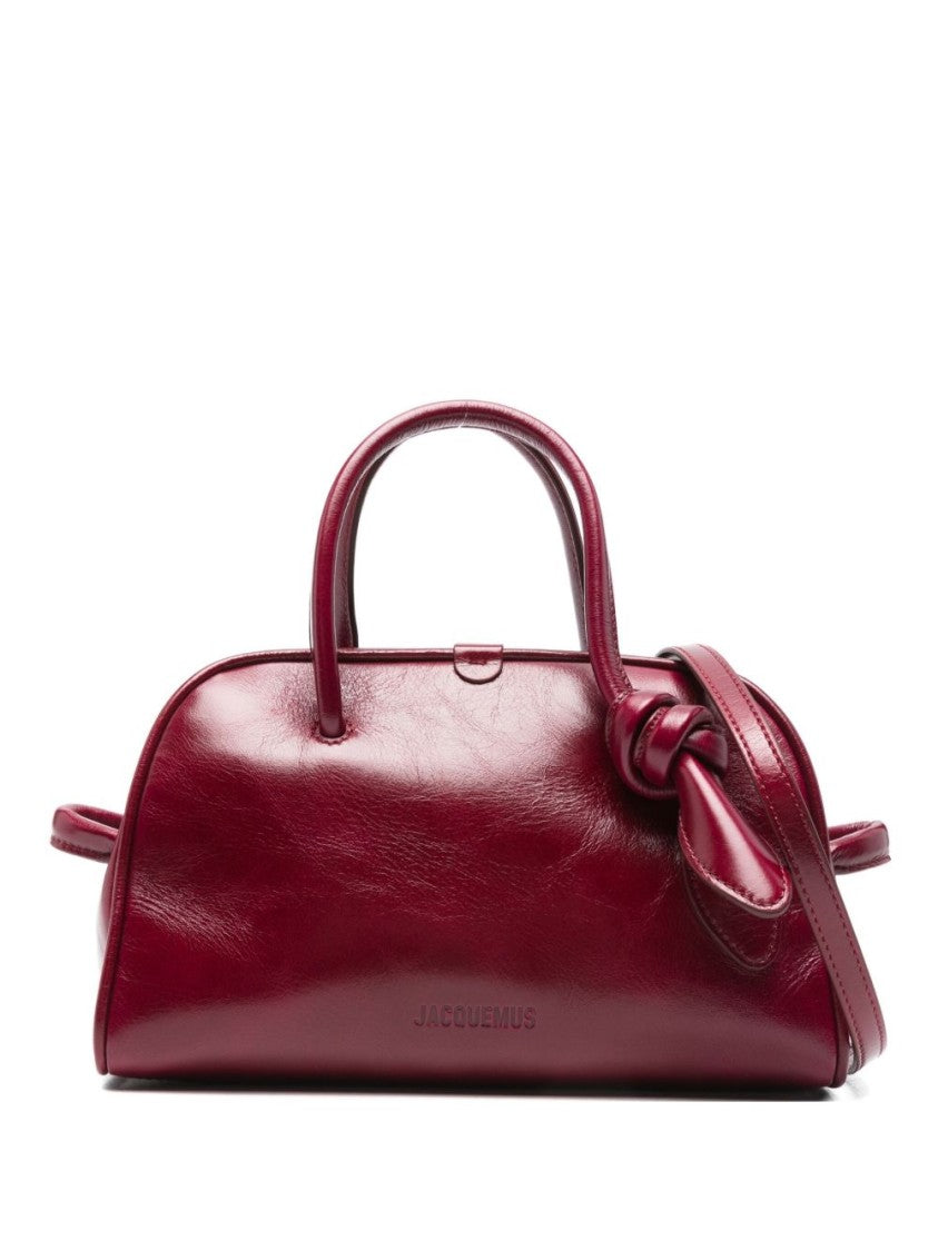 Jacquemus Curved Silhouette Burgundy Top Handle Handbag