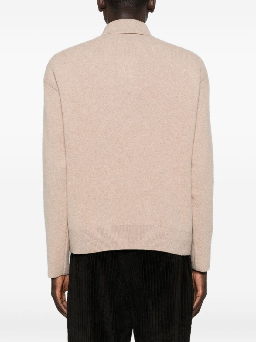 Jacquemus Beige Polo Neck Wool Cashmere Sweater