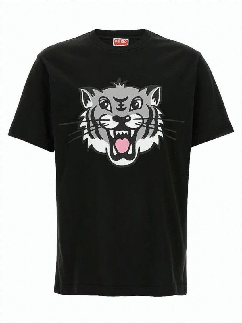 Kenzo Graphic Tiger Face Black T-Shirt With Relaxed Fit