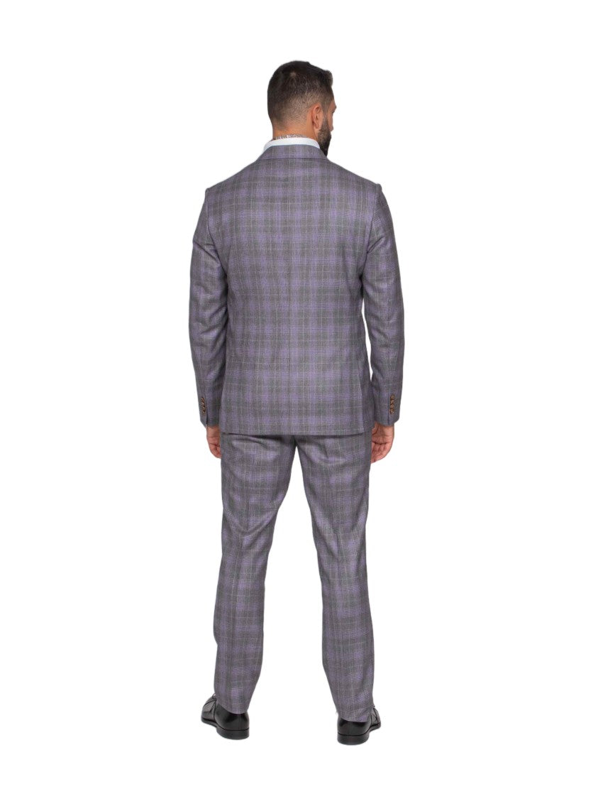 Etro Roma Checkered Paisley Lined Two-Piece Suit