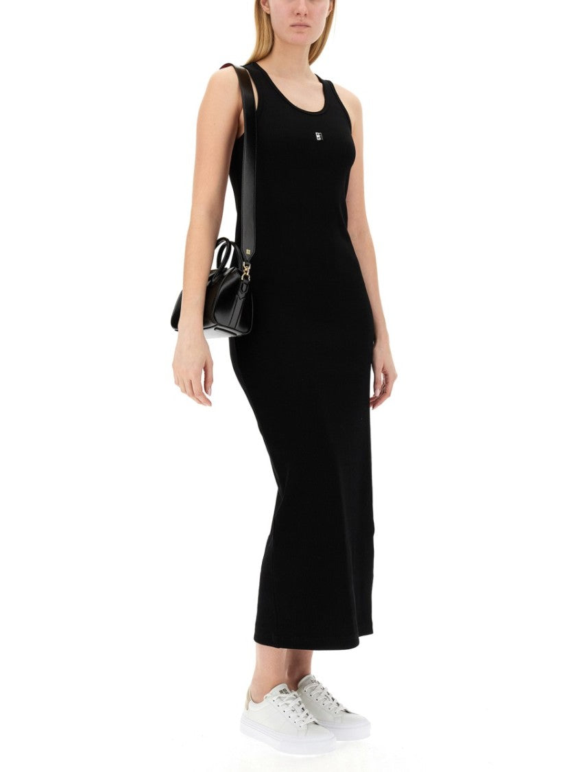 Givenchy Black Ribbed Maxi Dress With Flowing Skirt
