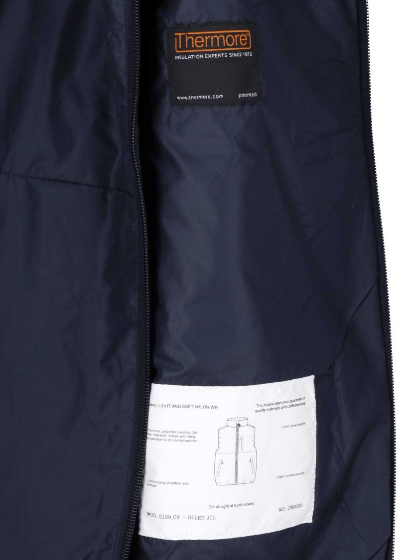 Aspesi Blue Stand-Collar Technical Fabric Vest