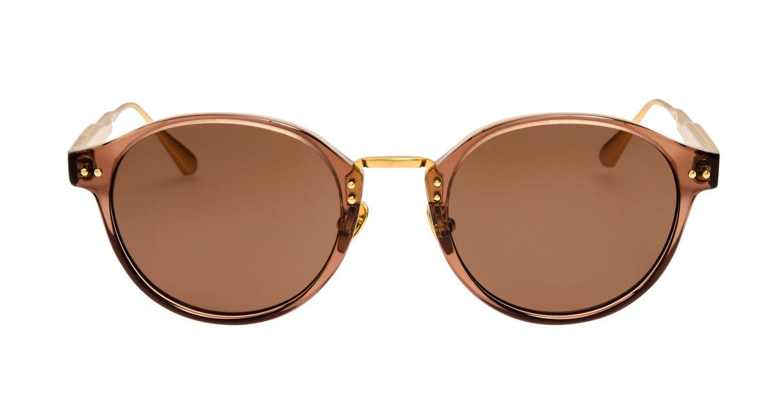 Linda Farrow Lfl Translucent Brown Frame Sunglasses With Textured Gold-Toned Temples