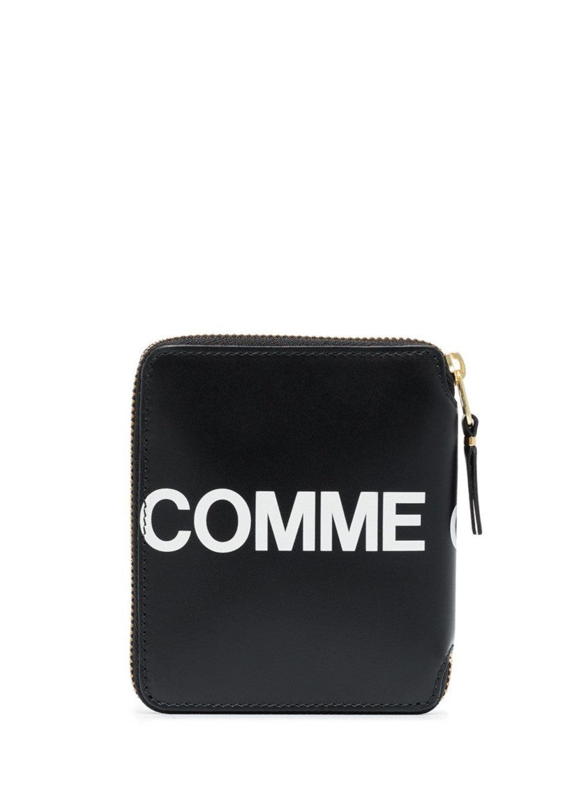 Comme Des Garçons Black Logo Zip-Around Leather Wallet