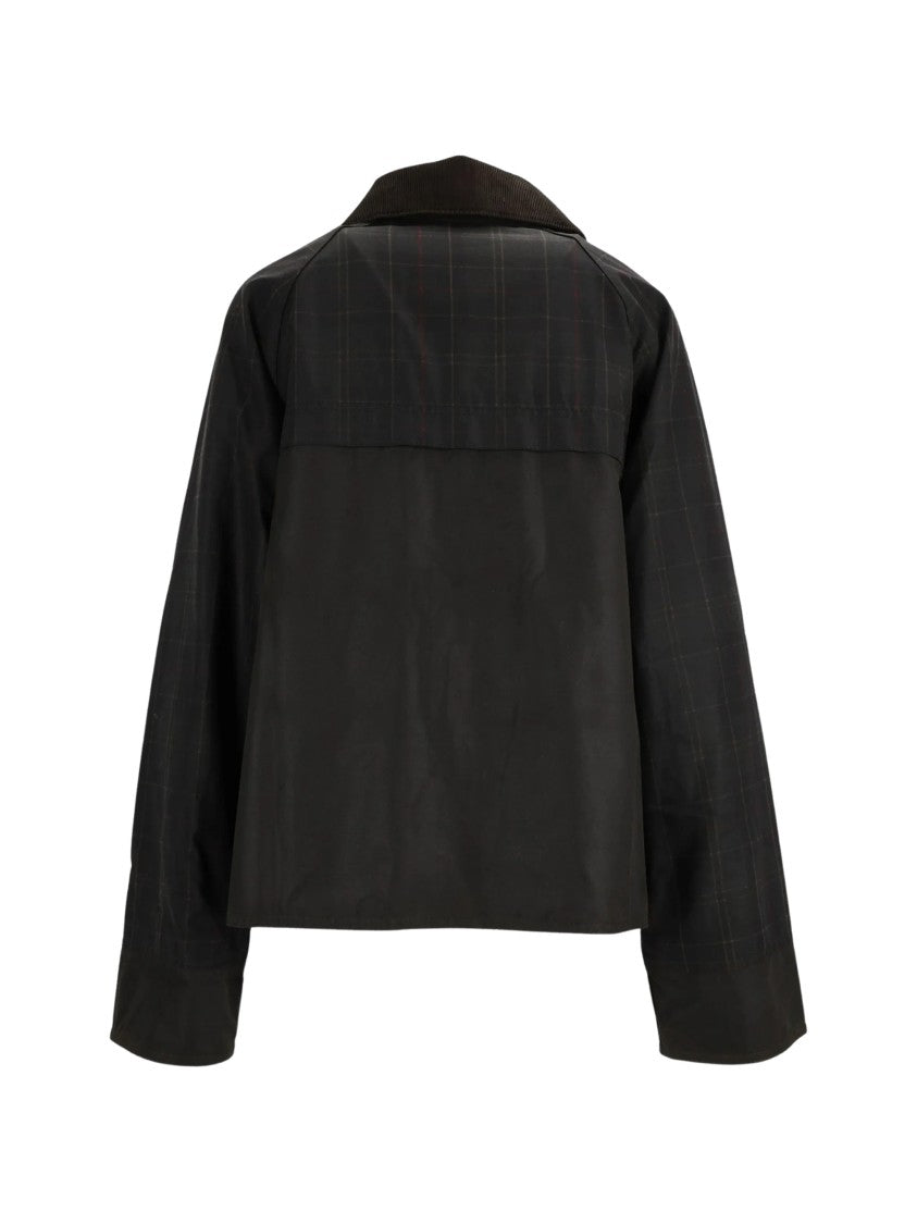 Barbour Waxed Tartan Jacket With Corduroy Collar And Boxy Silhouette