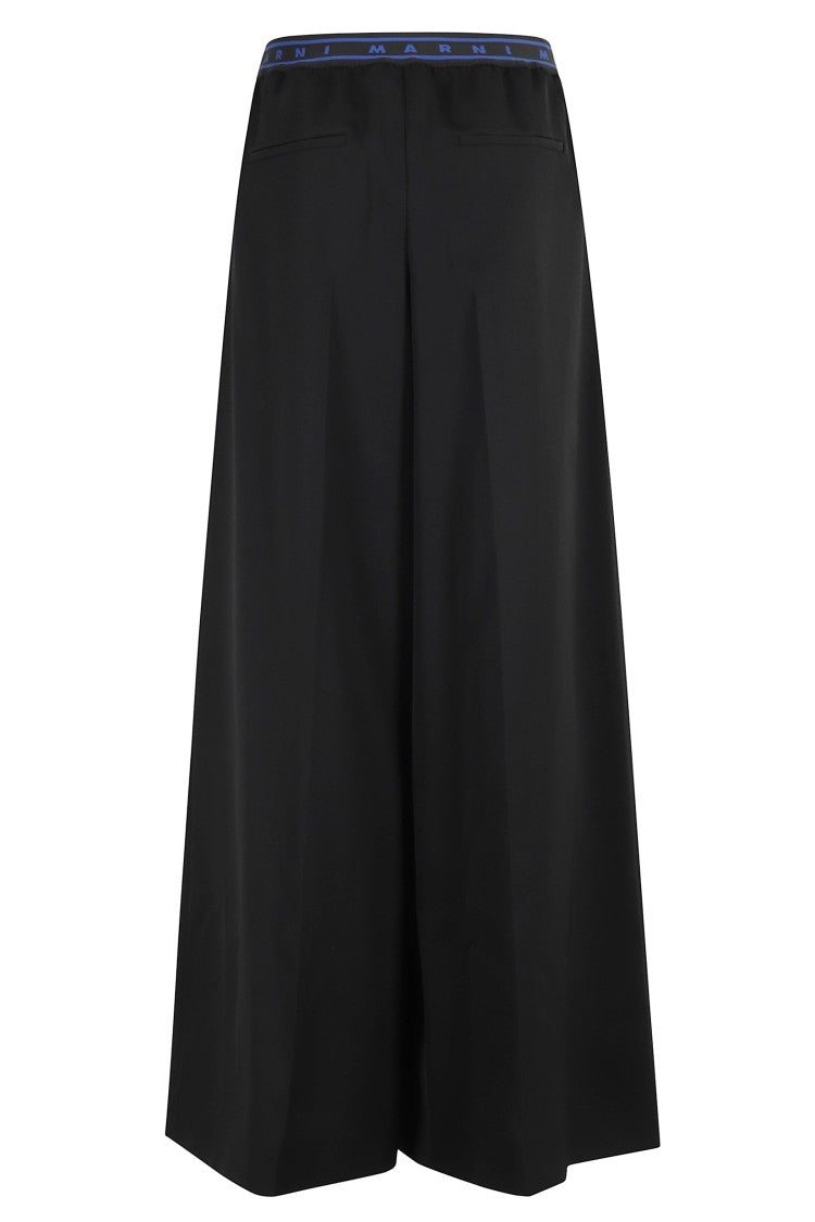 Marni Wool Trousers With Contrast Logo Waistband