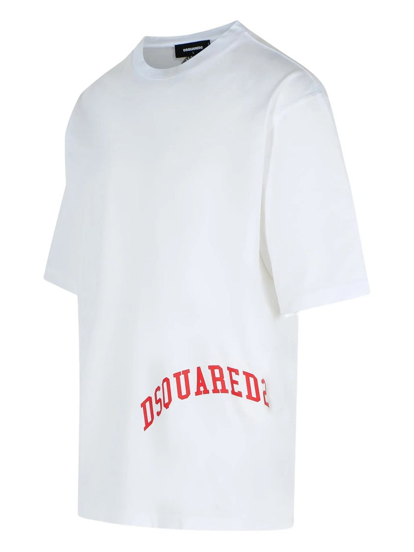 Dsquared2 Loose Fit White Curved Graphic T-Shirt