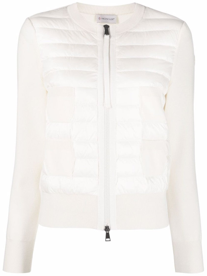 Moncler Quilted Interlock Knit Wool Zip-Through Knit