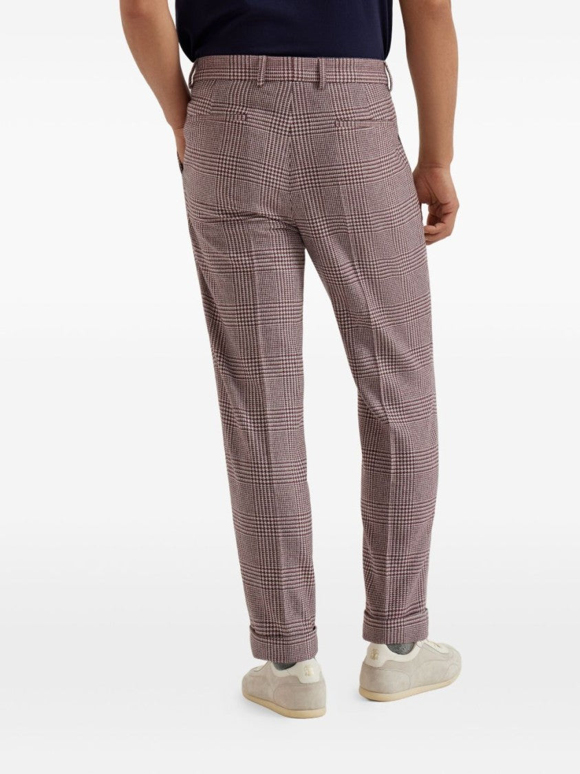 Brunello Cucinelli Slim-Fit Checkered Trousers With Cuffed Hems