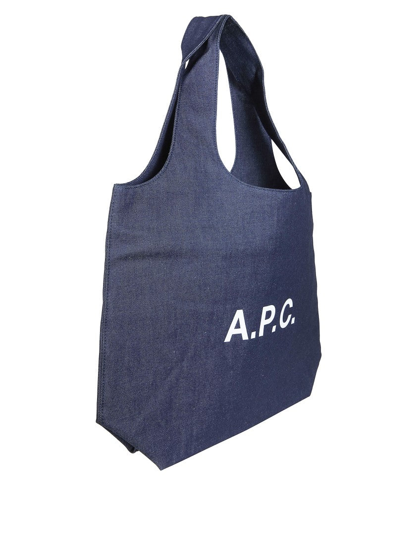 A.P.C. Navy Ninon Large Cotton Tote Bag