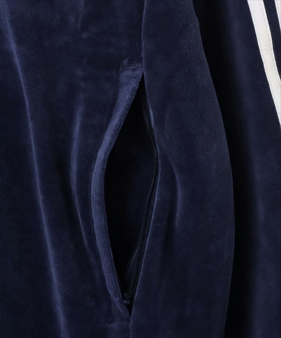 Adidas Velvety Navy Jacket With Striped Accents