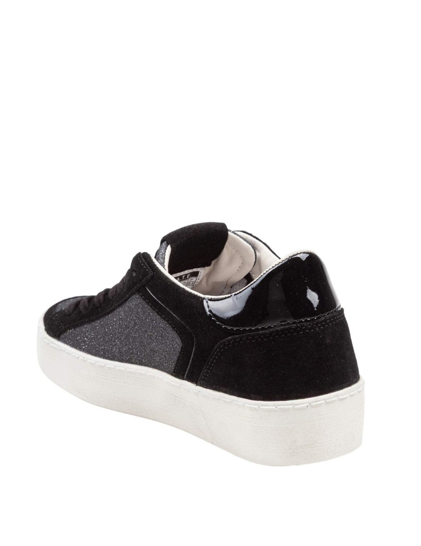 D.A.T.E Glitter-Accented Suede And Leather Low-Top Sneakers