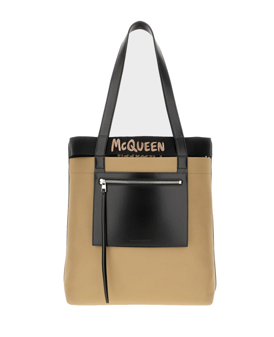 Alexander Mcqueen Structured Beige Tote Bag