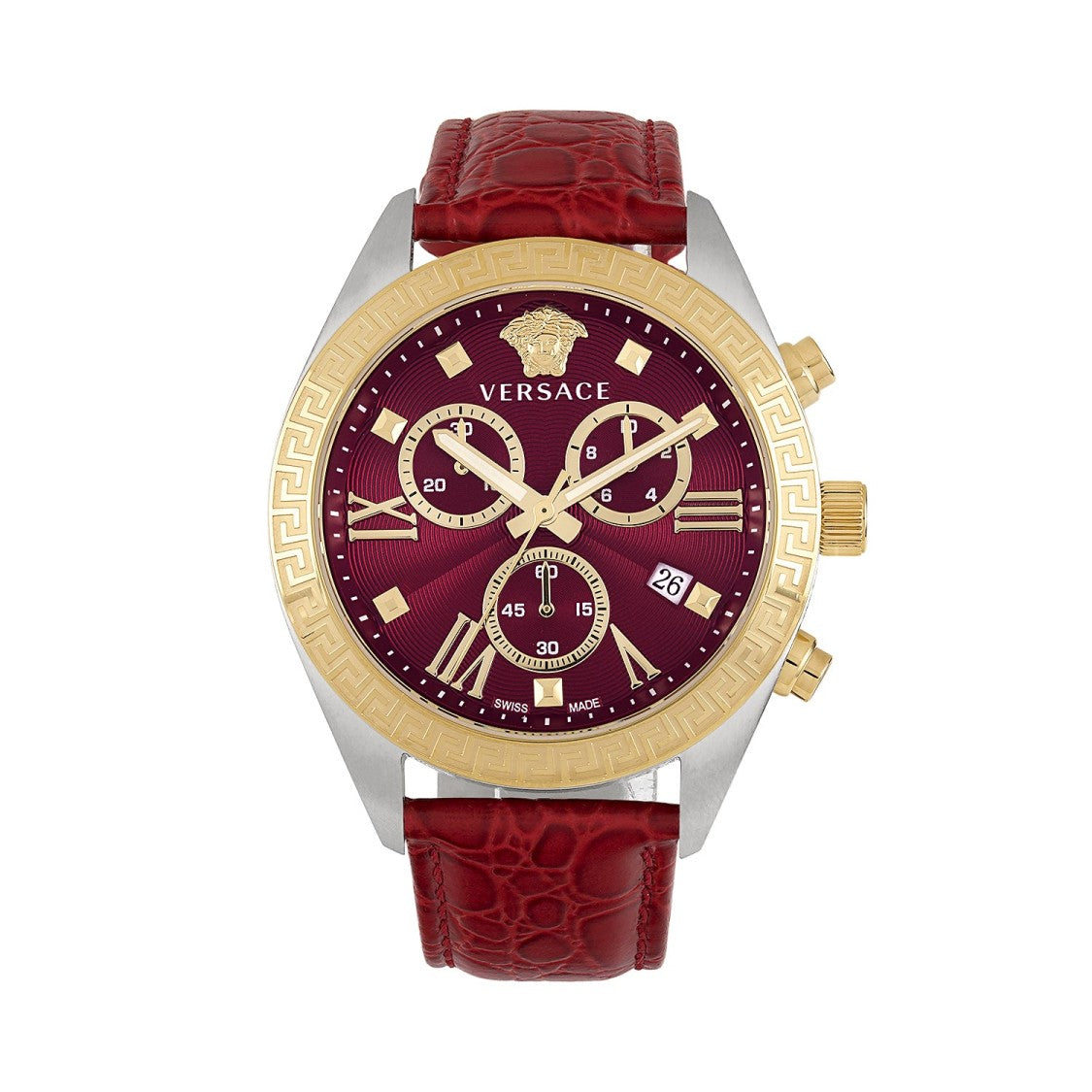 Versace Greca Chrono Leather Watch