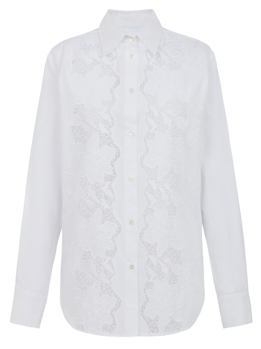 Parosh Refined White Shirt With Floral Embroidery