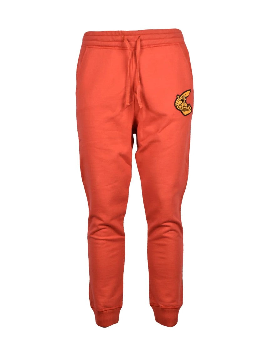 Vivienne Westwood Anglomania Tapered Red Track Pants With Ribbed Cuffs And Embroidered Emblem