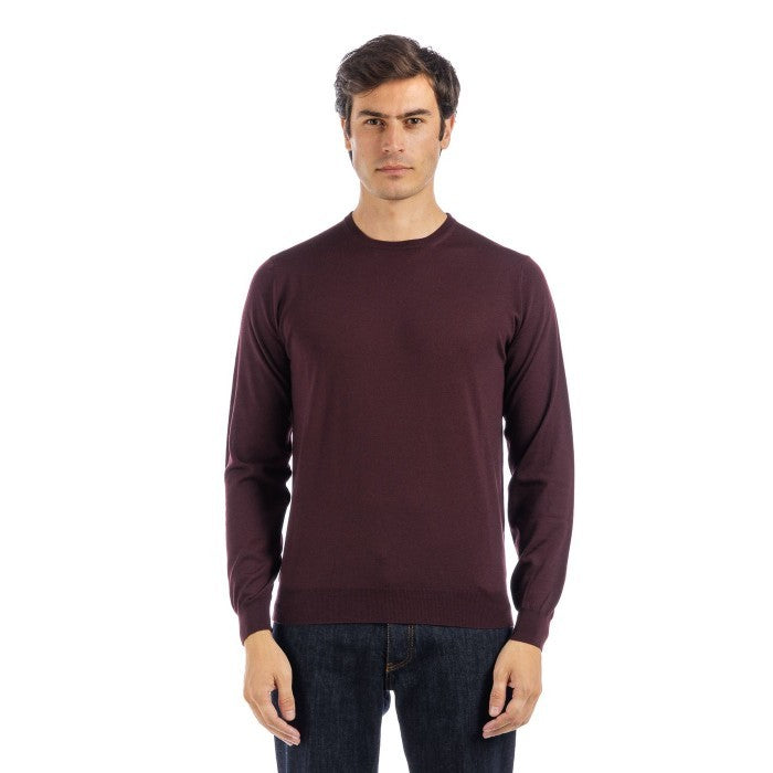 Filippo De Laurentiis Merino Wool Crew Neck Sweater In Deep Marsala