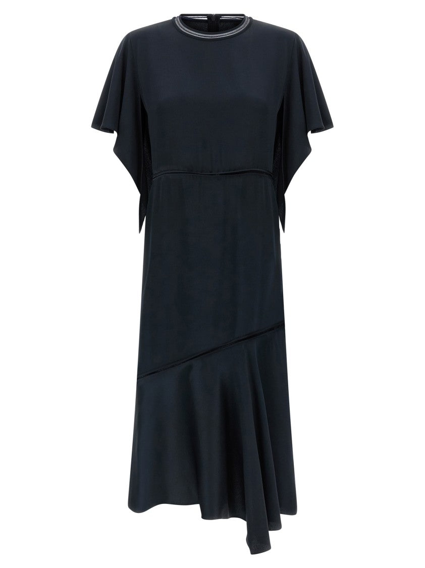 Fabiana Filippi Silk-Effect Midi Dress With Ruffle Sleeves And Cut-Out Details
