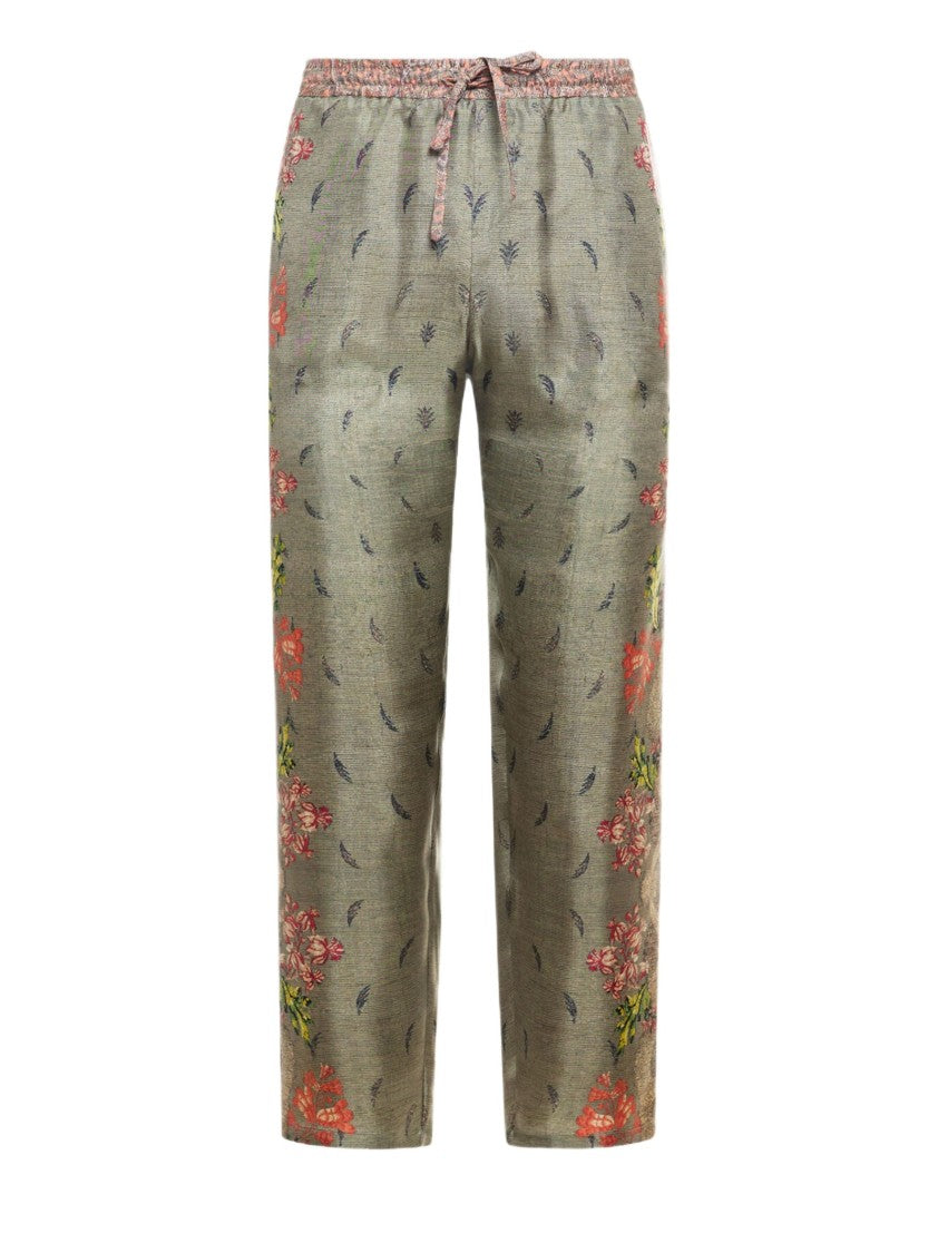 Pierre-Louis Mascia Silk Cropped Trousers With Floral Side Prints