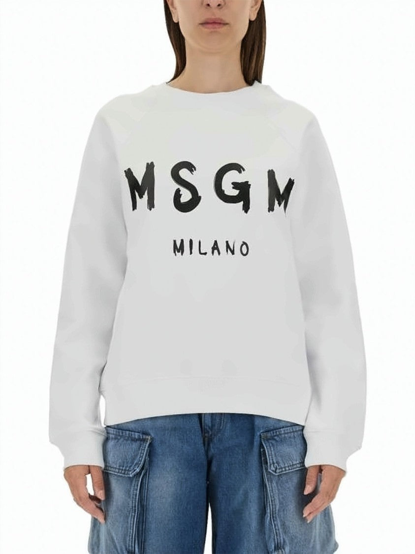 Msgm Relaxed Fit Long-Sleeve T-Shirt With Bold Graphic Print